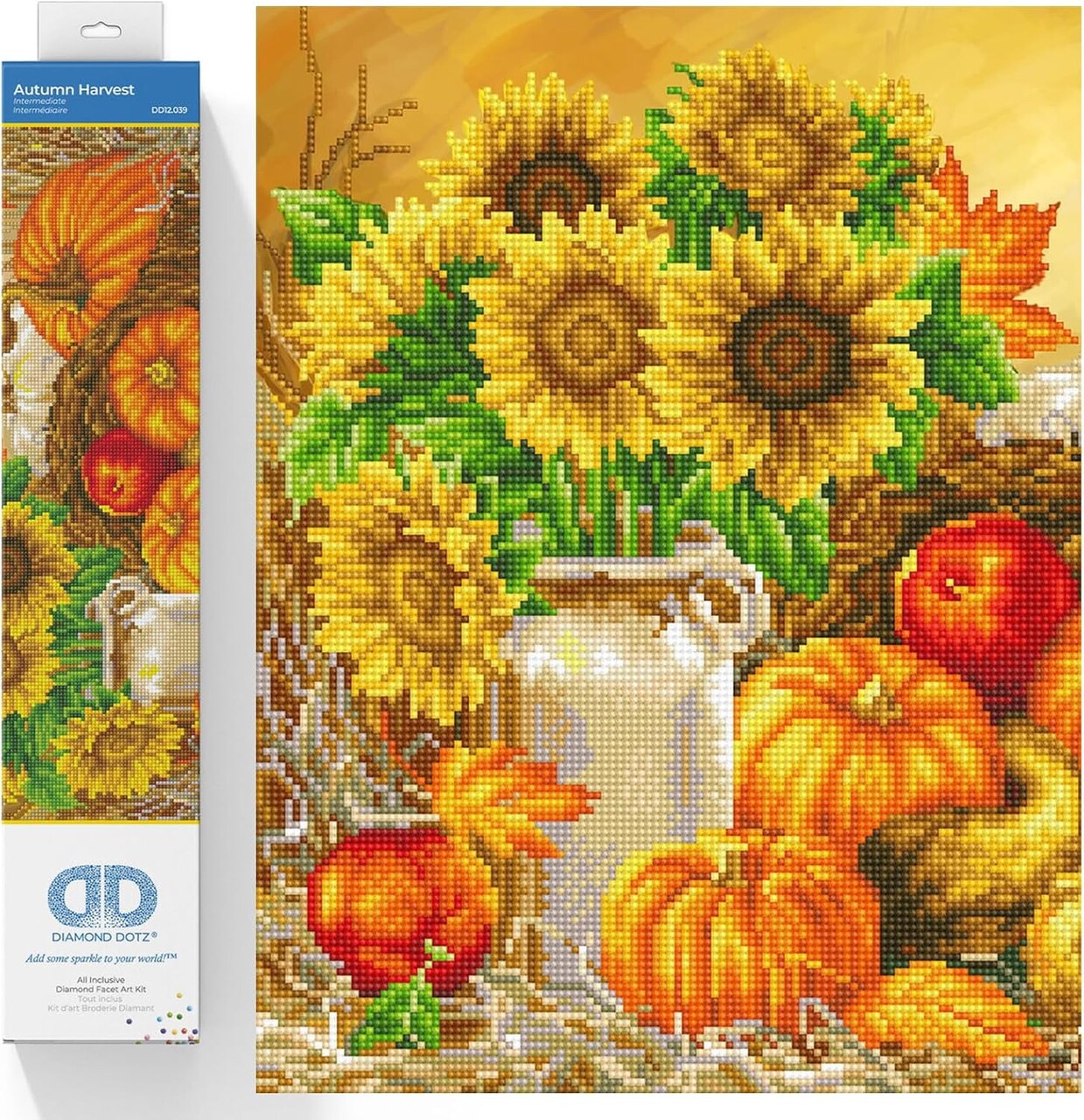 Autumn Harvest Diamond Painting Kit for Adults, Relaxing Craft with Dotz Gems, 16x22 in.